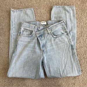 AGOLDE Criss Cross Washed Light Wash Denim Jeans